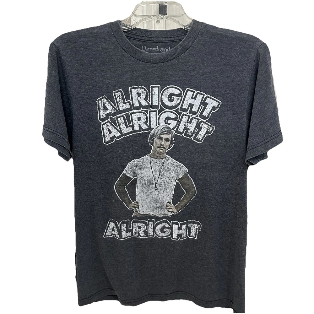 DAZED and CONFUSED Alright Alright Alright Gray Short Sleeve T-Shirt Size S Rare